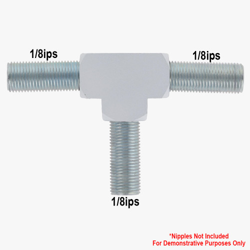 1/8ips Threaded - Rounded Brass Union Tee Armback - White