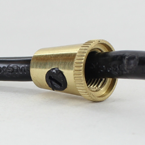 Polished Brass Finish 1/8ips Female Threaded Cone Cord Grip with M6 Threaded Nylon Set Screw