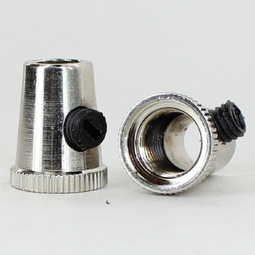 Polished Nickel Finish 1/8ips Female Threaded Cone Cord Grip with M6 Threaded Nylon Set Screw