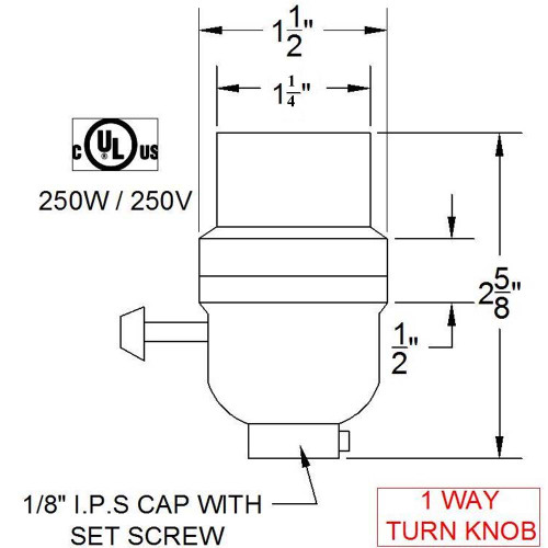 Leviton - Black E-26 Phenolic Smooth Skirt Single Turn Socket with 1/8ips. Bottom