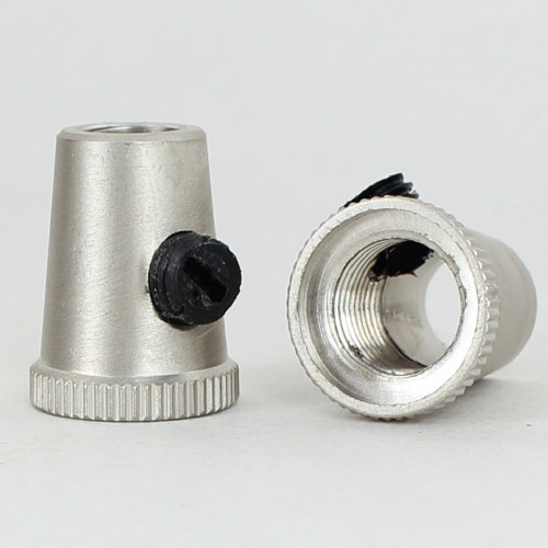 1/8ips Female Threaded Cone Cord Grip with M6 Threaded Nylon Set Screw - Satin Nickel Finish