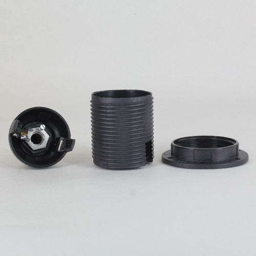 E-27 Black Fully Threaded Skirt Thermoplastic Lamp Socket Includes Shade Ring