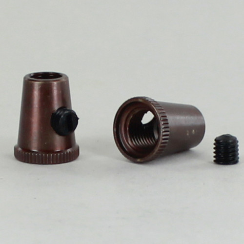 1/8ips Female Threaded Cone Cord Grip with M6 Threaded Nylon Set Screw - Oil Rubbed Bronze Finish