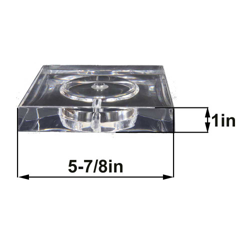 6in Diameter Square Acrylic lamp base with 1/8ips slip(7/16in Center hole and wire exit.