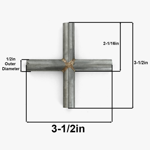 1/8ips Steel Female Threaded X 4-way Shape Arm - Unfinished Steel.