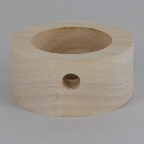 3in Diameter Plain Straight Edge Unfinished Wood Base with Recessed Bottom Hole and Wire Exit