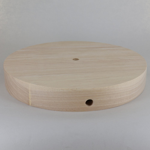 9.5in Diameter Plain Straight Edge Unfinished Wood Base with Recessed Bottom Hole and Wire Exit