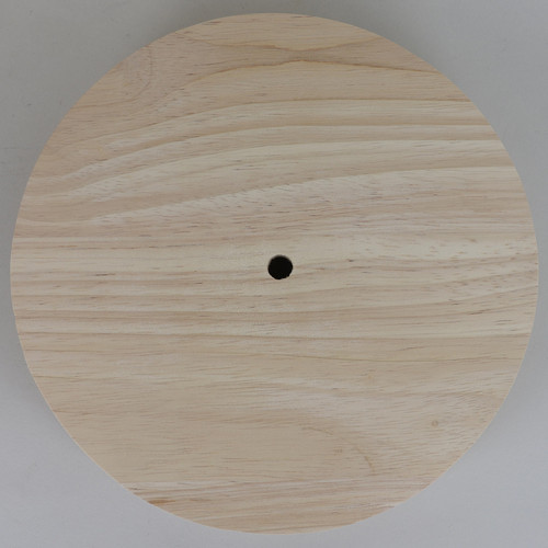 9.5in Diameter Plain Straight Edge Unfinished Wood Base with Recessed Bottom Hole and Wire Exit