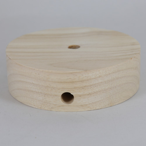 4.5in Diameter Plain Straight Edge Unfinished Wood Base with Recessed Bottom Hole and Wire Exit