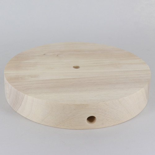 8in Diameter Plain Straight Edge Unfinished Wood Base with 1-15/16in W x 1-1/16in Deep Recessed Bottom Hole and Wire Exit