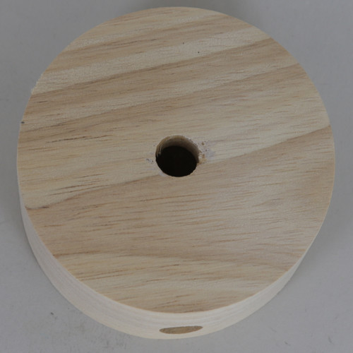 3.5in Diameter Plain Straight Edge Unfinished Wood Base with Recessed Bottom Hole and Wire Exit