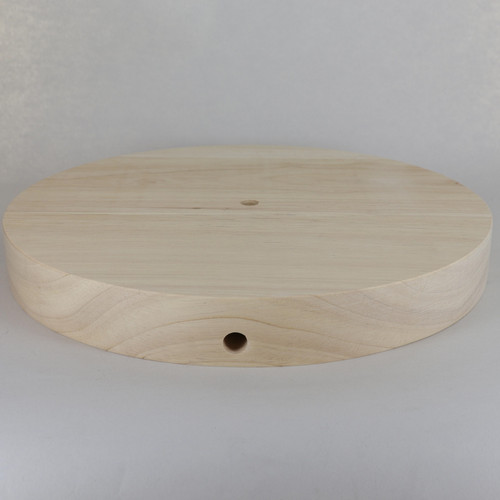 11in Diameter Plain Straight Edge Unfinished Wood Base with Recessed Bottom Hole and Wire Exit.