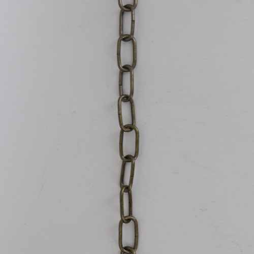 13 Gauge (1/16in) Steel Small Rectangle Steel Chain - Antique Brass Finish