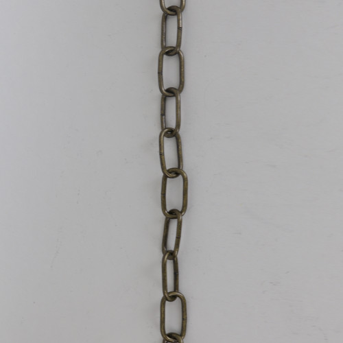 13 Gauge (1/16in) Steel Small Rectangle Steel Chain - Antique Brass Finish