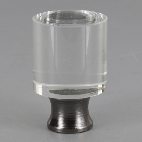 1in. (25MM) Diameter X 1-1/2in (38mm) Height Cut Crystal Cylinder Finial with Black 1/4-27 Threaded Final Base.