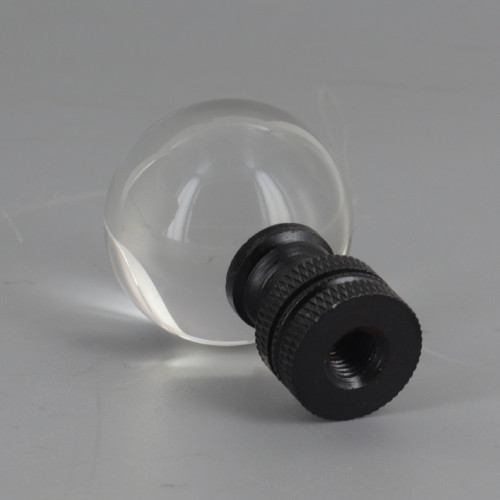 Plain Round Crystal Ball Finial with Black 1/4-27 Threaded Final Base.