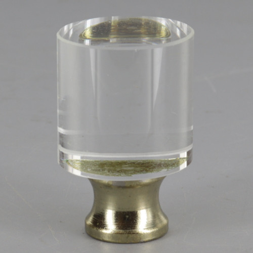 1in. (25MM) Diameter X 1-1/2in (38mm) Height Cut Crystal Cylinder Finial with Brass Plated 1/4-27 Threaded Final Base.