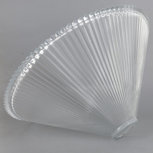 12in Diameter Ribbed Hyalophane Glass Shade with 1-5/8in hole - Clear