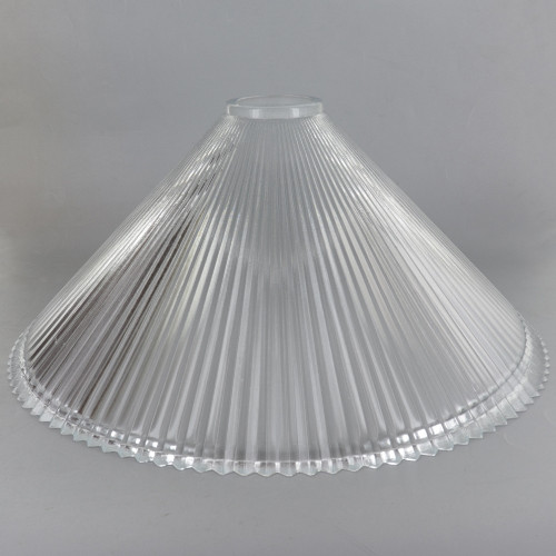 12in Diameter Ribbed Hyalophane Glass Shade with 1-5/8in hole - Clear