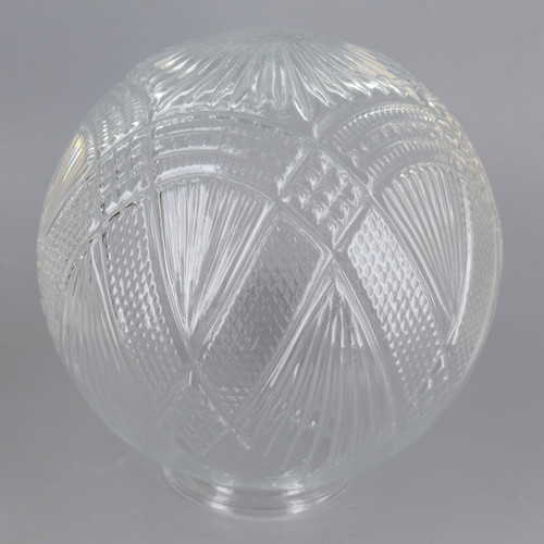 3-1/4in Fitter Clear 7in Diameter Clear Geometric Globe Glass Shade