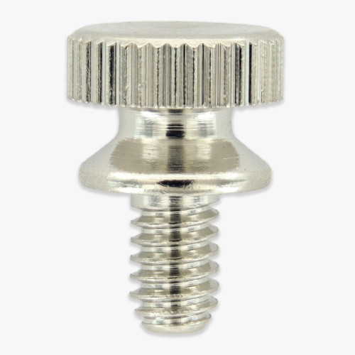 8/32 Thread - 1/4in Long - Knurled Brass Battery Head Screw - Polished Nickel Finish
