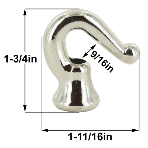 1/8F. IPS 1-3/4in. SOLID BRASS HOOK NICKEL PLATED