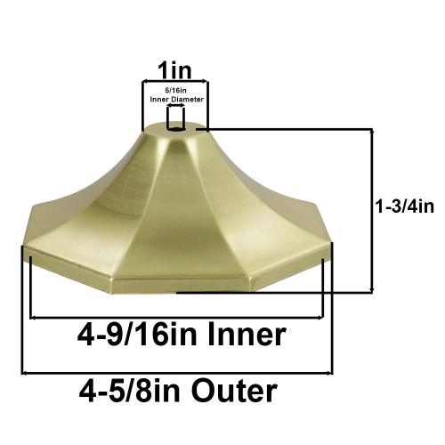 4-5/8in Diameter Brass Octagonal Canopy with 5/16in Slip Center Hole - Unfinished Brass