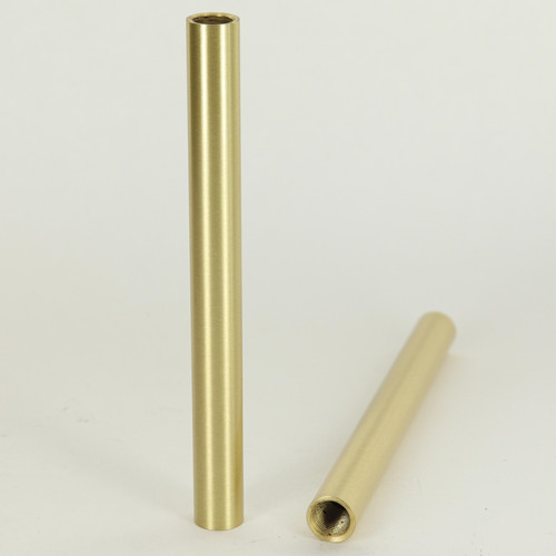 6in. Long Brushed Brass Finish Brass Pipe 1/2in Diameter Round Hollow Pipe with 1/8ips. Female Thread on both ends.