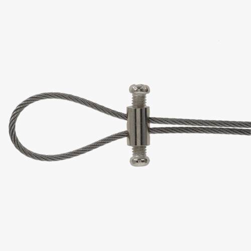 Polished Nickel Finish Brass Small Looping Cable Gripper with Locking Screws