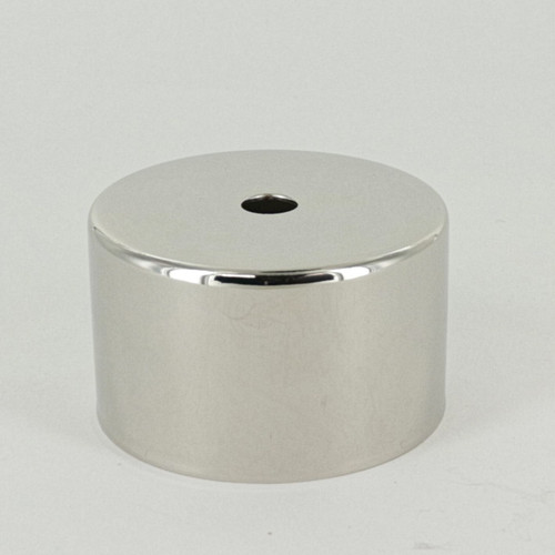 Polished Nickel Finish 2-1/2in Diameter X 1-1/2in Height Blank Side Hole Steel Body with 1/8ips (7/16in) Slip Through Bottom Hole.