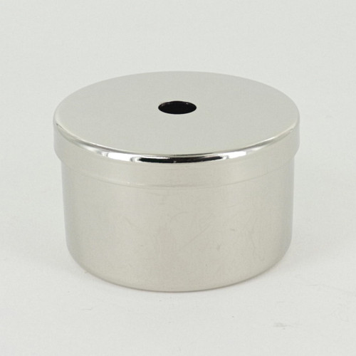 Polished Nickel Finish 2-1/2in Diameter X 1-1/2in Height Blank Side Hole Steel Body with 1/8ips (7/16in) Slip Through Bottom Hole.