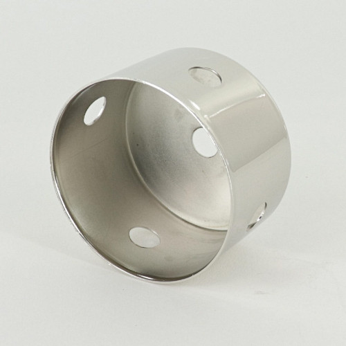 Polished Nickel Finish 2-1/2in Diameter X 1-1/2in Height 4 Side Hole Steel Body with 1/8ips (7/16in) Slip Through Bottom Hole.