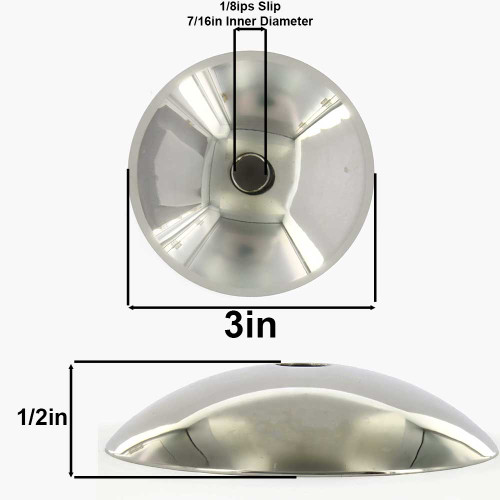 3in Diameter - Stamped Steel Bobesche with 1/8ips (7/16in) Slip Through Center Hole - Polished Nickel Finish