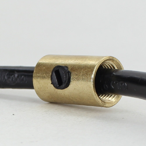 1/8ips Female x 1/8ips Female Threaded Strain Relief with Nylon Set Screw - Unfinished Brass
