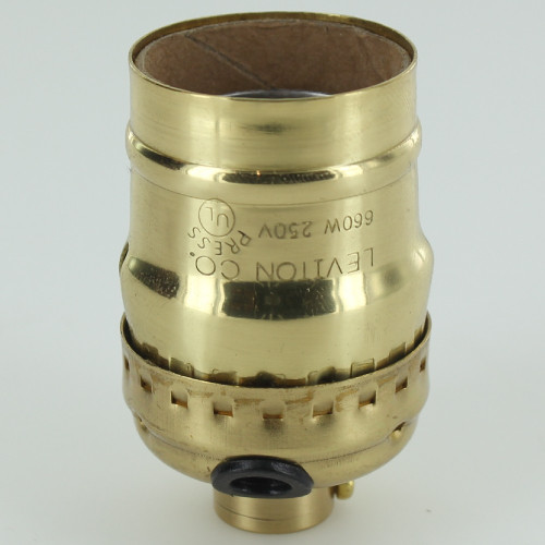 Leviton - Polished and Lacquered Brass Keyless Socket with 1/8ips. Female Cap and Side Outlet.