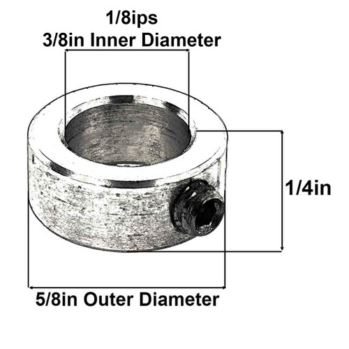 3/8in. Modern Slip Ring with Side Screw- Slips 1/8ips Pipe - Unfinished Brass