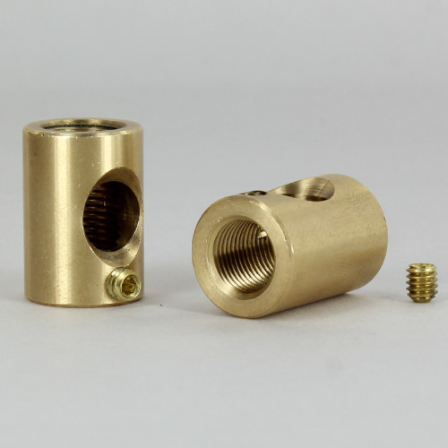 5/8 in. W x 7/8 in. H - 1/8IPS Female Threaded Neck with Side Wire Outlet and side set screw - Unfinished Brass