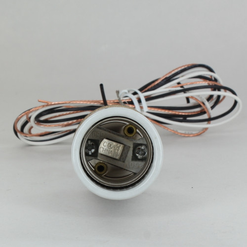 E-26 Porcelain Socket with 1/8ips. Cap and 72in. 200 Degree Teflon 18/1 Wire Leads.