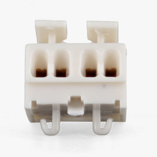 2-Pole White Plastic Push In Terminal Block with Button Wire Release.