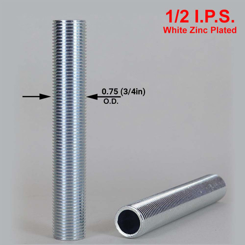 18in Long X 1/2ips / NPS Zinc Plated Steel Fully Threaded Nipple