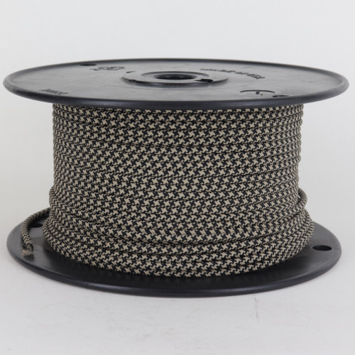 18/1 Single Conductor Black/Beige Hounds Tooth Pattern Nylon Over Braid AWM 105 Degree Black Wire