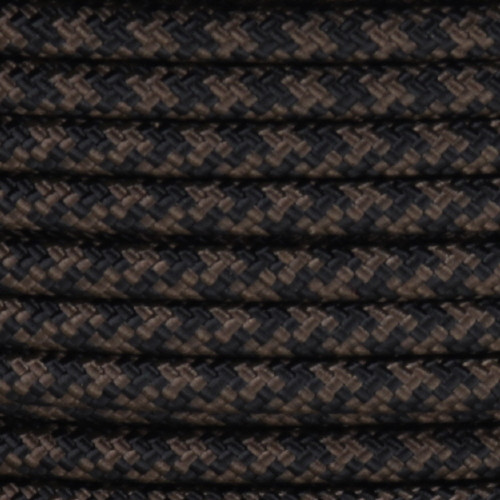 18/1 Single Conductor Black/Brown Hounds Tooth Pattern Nylon Over Braid AWM 105 Degree Black Wire