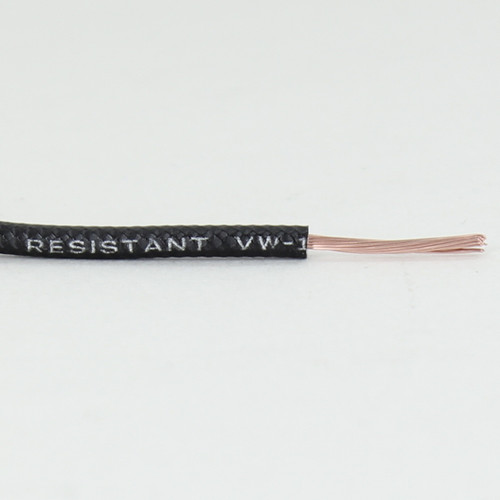 18/1 Single Conductor Black/Red Zigzag Nylon Over Braid AWM 105 Degree Black Wire