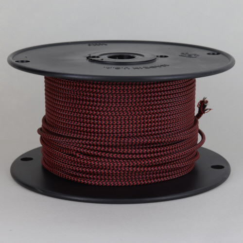 18/1 Single Conductor Black/Red Zigzag Nylon Over Braid AWM 105 Degree Black Wire