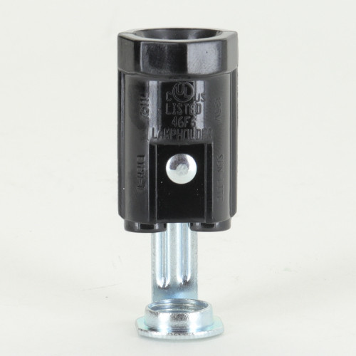 2in Height E-12 Base Lamp socket with 1/8ips Threaded Hickey and Push Terminal Wire Connections