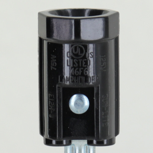 4in Height E-12 Base Lamp socket with 1/8ips Threaded Hickey and Push Terminal Wire Connections