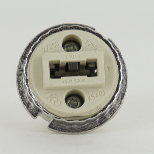 G-9 Threaded Skirt Lamp Socket with 1/8ips Threaded Hickey and Die Cast Metal Ring