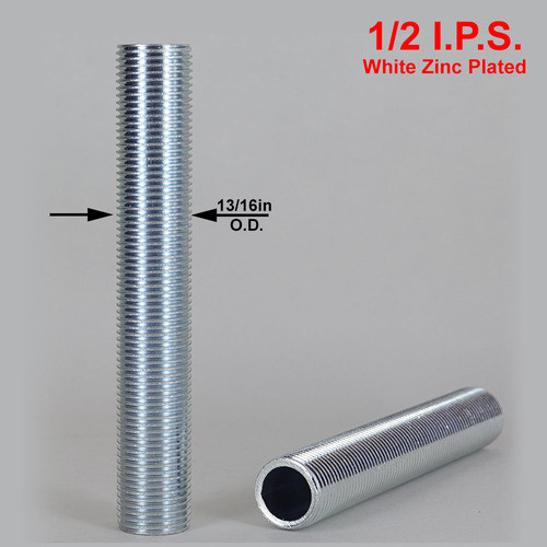 36in. White Zinc Plated Steel 1/2ips. Running Thread