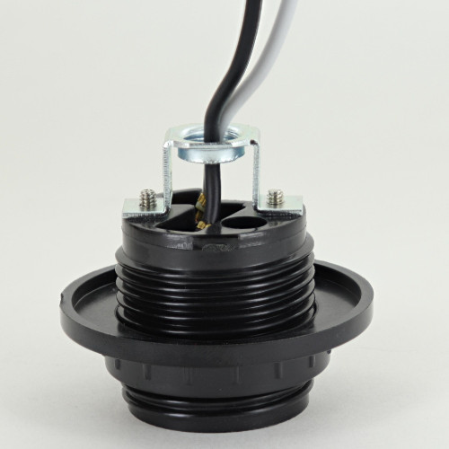 E-26 Base Threaded Skirt Phenolic Lamp Socket with 1/8ips Threaded Hickey and Pre-Wired 36in Long 18 AWM Wire Leads.