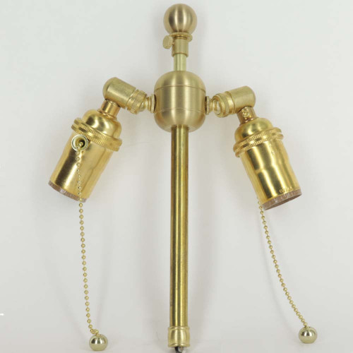 2 Light Large Body Cluster with 6in. Stem Bottom Stem and 1in. Ball Finial - Unfinished Brass